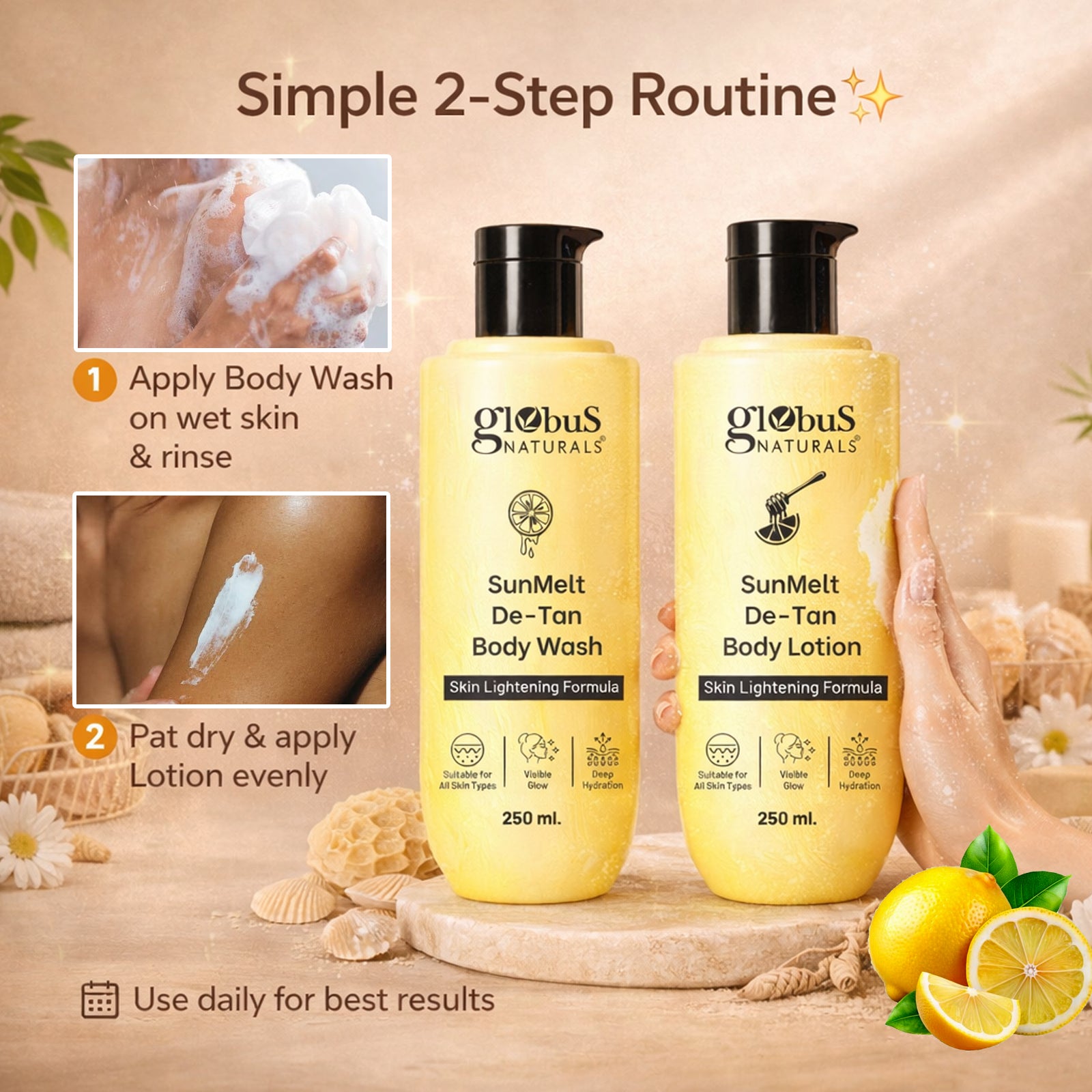 Detan Body Care Combo for Summer, Tan Removal, Deep Hydration 500ml