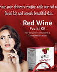 Globus Naturals Anti-Ageing Red Wine 6 Step Facial Kit, For Reducing Fine Lines & Wrinkles, Suitable For All Skin Types, 40gm