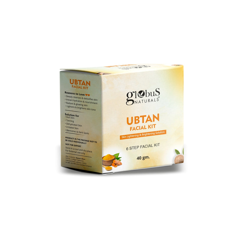 Globus Naturals Brightening Ubtan 6 Step Facial Kit, For Radiant & Glowing Skin, Enriched with Turmeric & Milk, Suitable For All Skin Types, 40gm