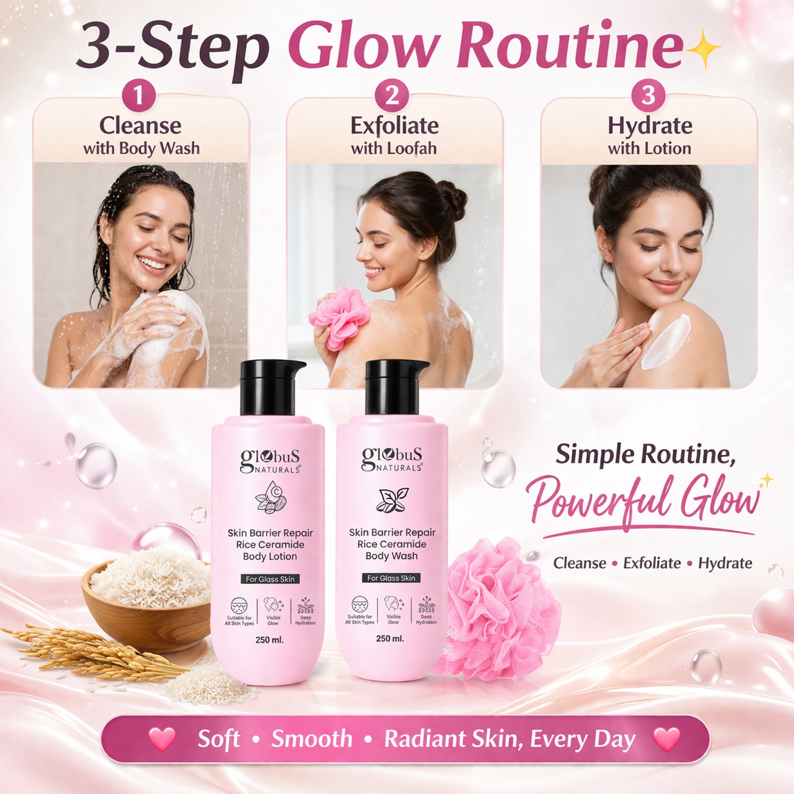Rice Ceramide Body Care Combo for Glass Skin 500ml