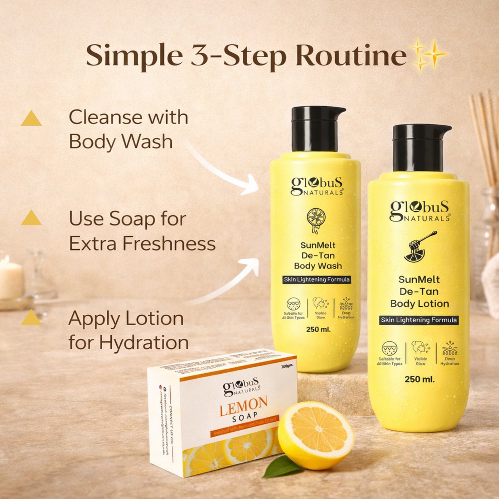 Detan Body Care Summer Kit  For Tan Removal, Deep Cleansing &amp; Hydration 600ml