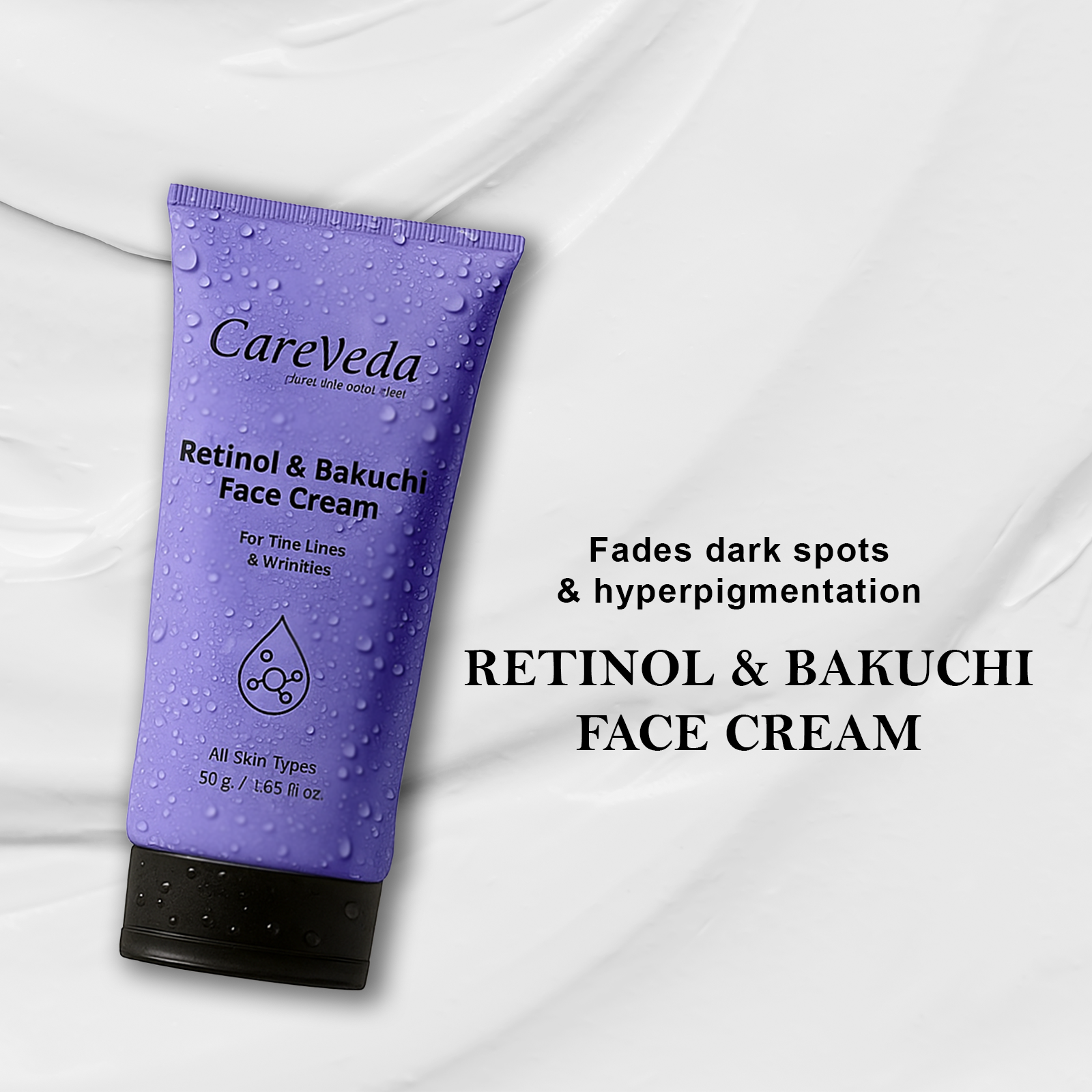 CareVeda Retinol &amp; Bakuchi Face Cream For Fine Lines &amp; Wrinkles Suitable For All Skin Types 50gm