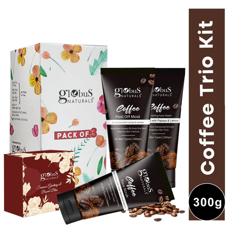 Globus Naturals Coffee Trio Kit 300 gm with Chocolate Box