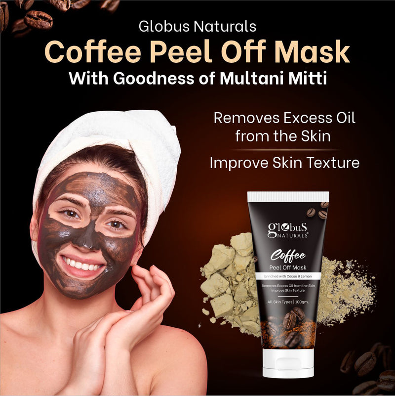 Globus Naturals Coffee Peel Off Mask For Skin Brightening, Suitable For All Skin Types,100 gms