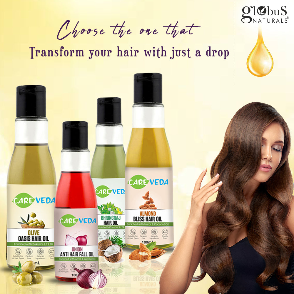 CareVeda Almond Bliss Hair Oil, Enriched with Harar and Coconut oil Suitable For All Hair Types 100ml