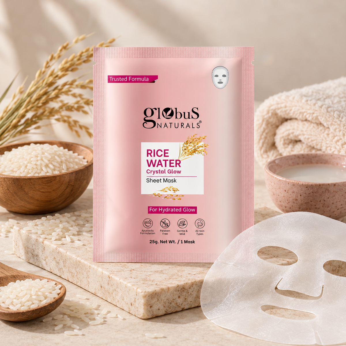 Rice Water Crystal Glow Sheet Mask, 25gm