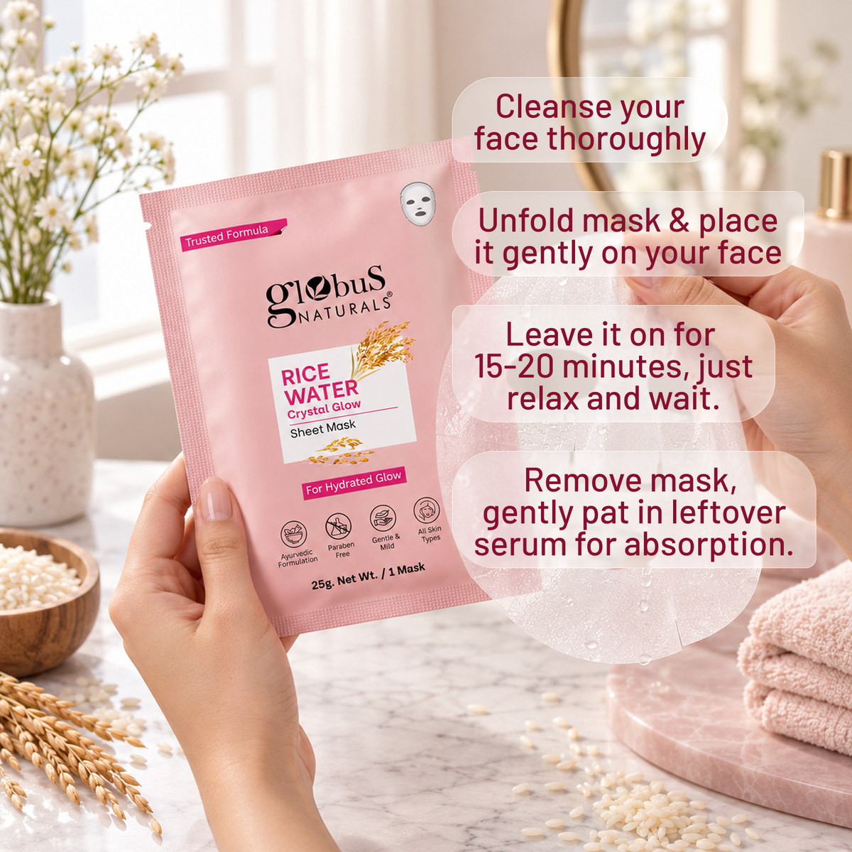 Rice Water Crystal Glow Sheet Mask, 25gm