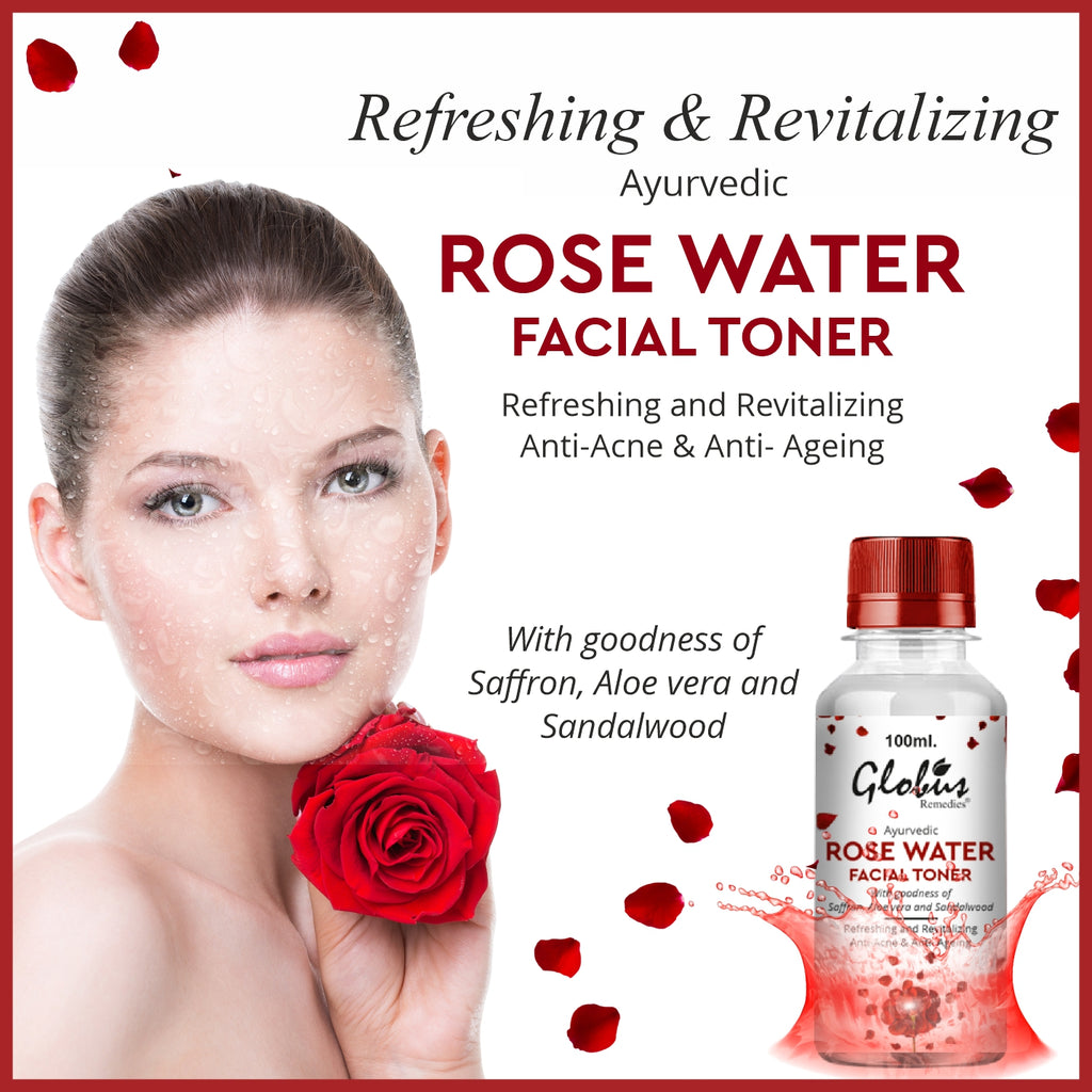 Ayurvedic Rose Water Facial Toner with Goodness of Saffron, Aloevera & Sandalwood 100ml (Pack of 1)