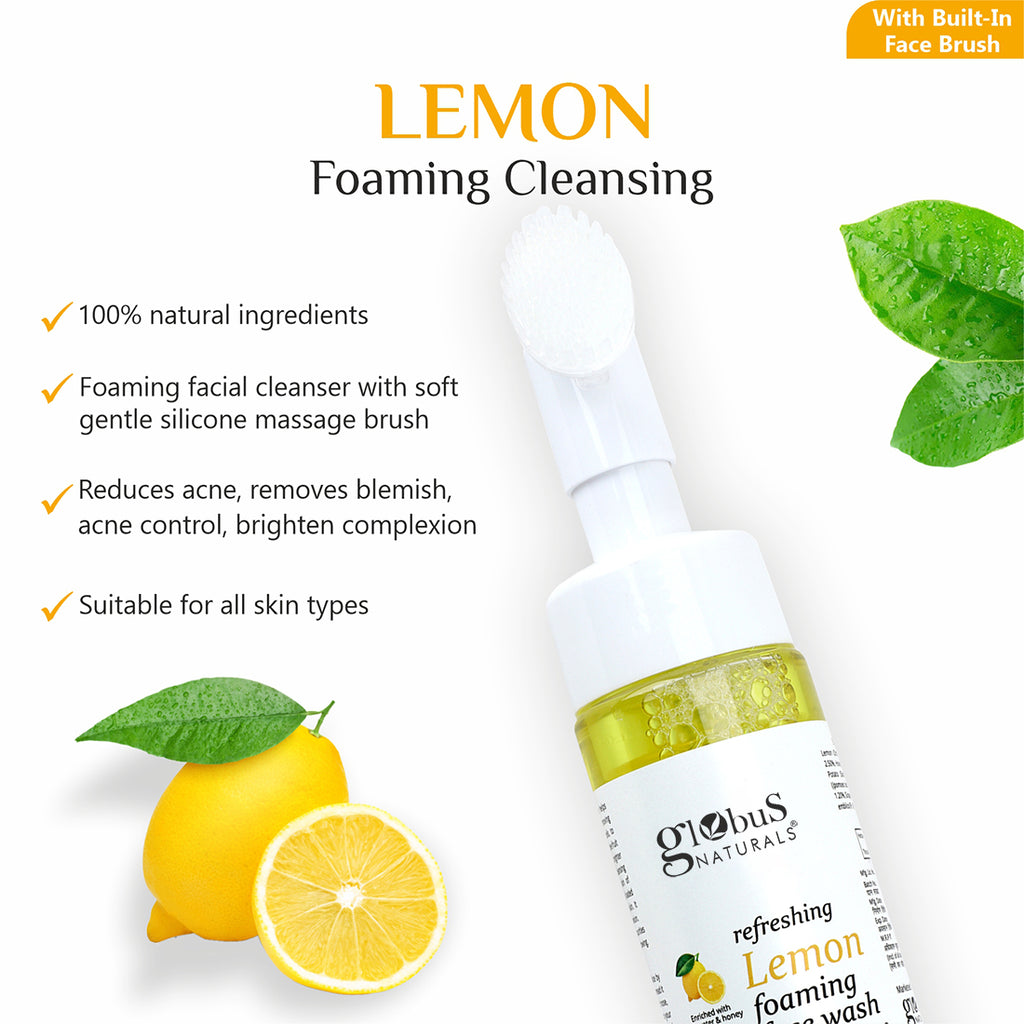 Refreshing Lemon Foaming Face Wash with Silicon Massage Brush 150 ml