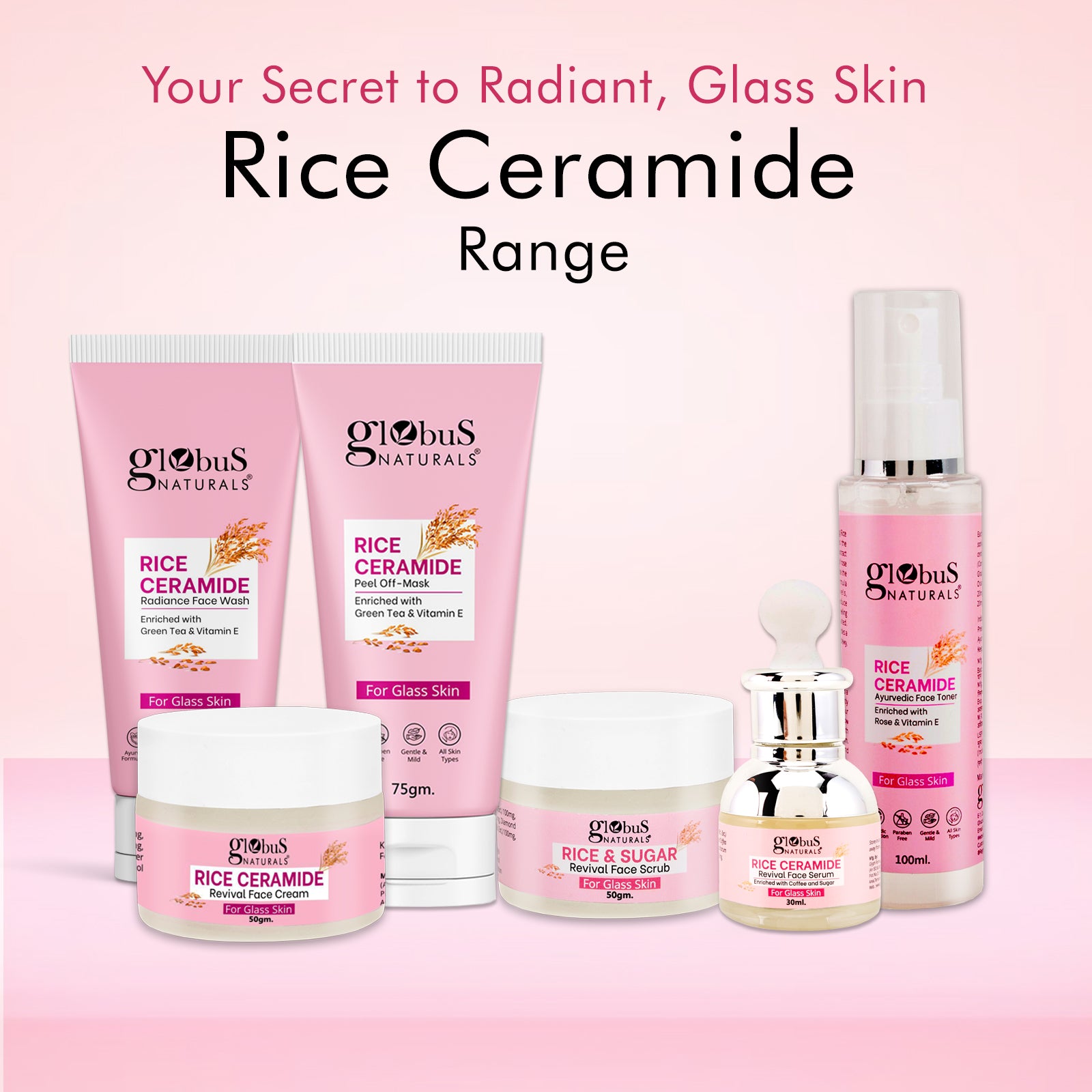 Rice Ceramide Combo For Korean Glass Skin, Set of 2, Face wash &amp; Face Toner