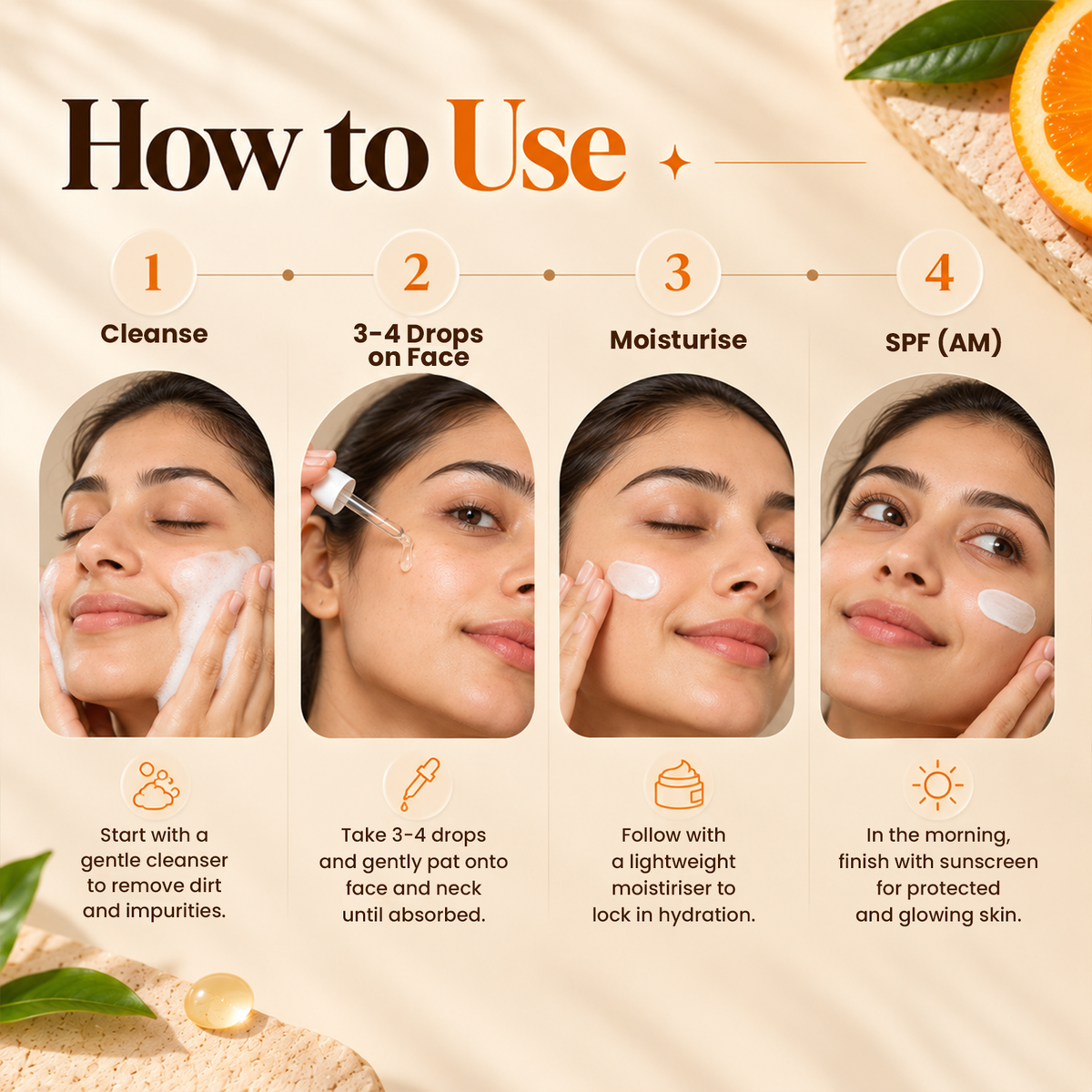 Globus Naturals Vitamin C Face Serum, for Natural Glow &amp; Even Skin Tone, 30 ml
