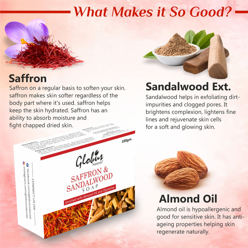What Makes Globus Naturals Saffron & Sandalwood Soap Enriched with Almond Oil and Glycerine Good 