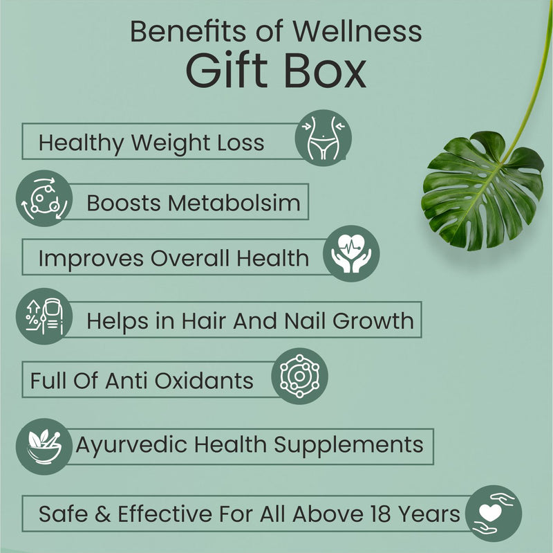 Globus Naturals Wellness Gift Box, For Men and Women, Premium Gift Box For Weight Loss, Set of 5 - Banana Stem Juice, Garcinia, Green Coffee beans, Apple Cider Vinegar & Biotin Capsules