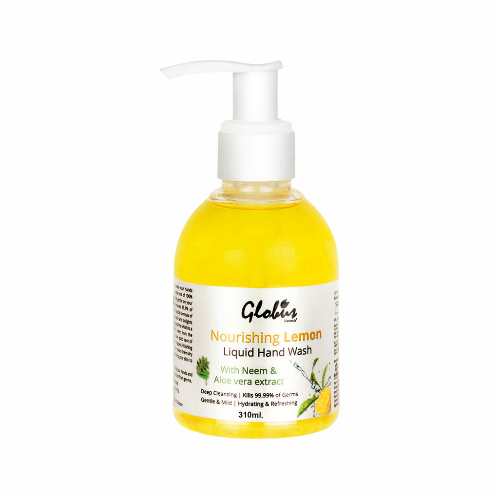 Globus Naturals Hydrating & Refreshing Lemon Liquid Hand wash With Neem & Aloe vera Bottle