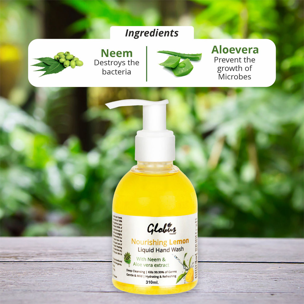 Globus Naturals Hydrating & Refreshing Lemon Liquid Hand wash With Neem & Aloe vera