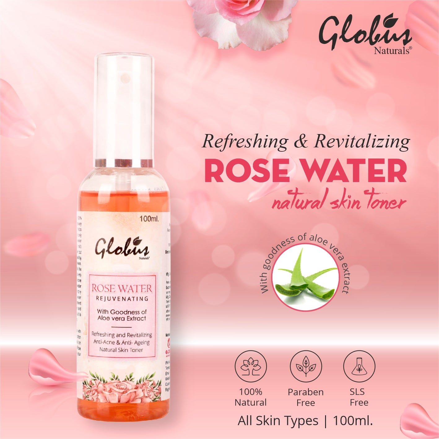 Globus Naturals Rose Facial Skin Toner 