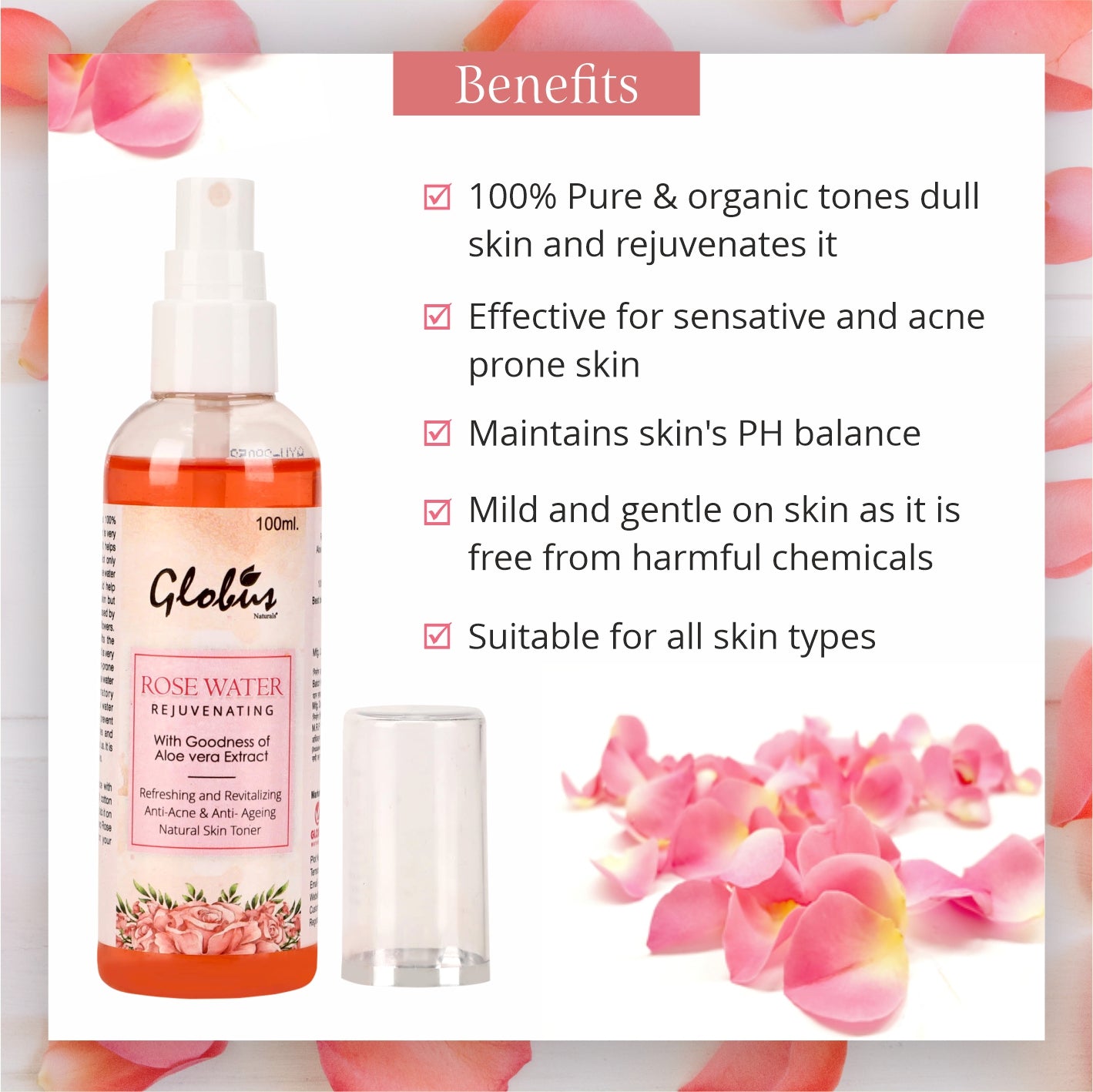 Globus Naturals Rose Facial Skin Toner Benefits 