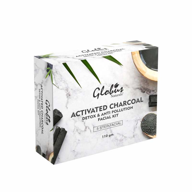 Globus Naturals Charcoal Facial Kit For Skin Exfoliation & Refreshed Glowing Skin