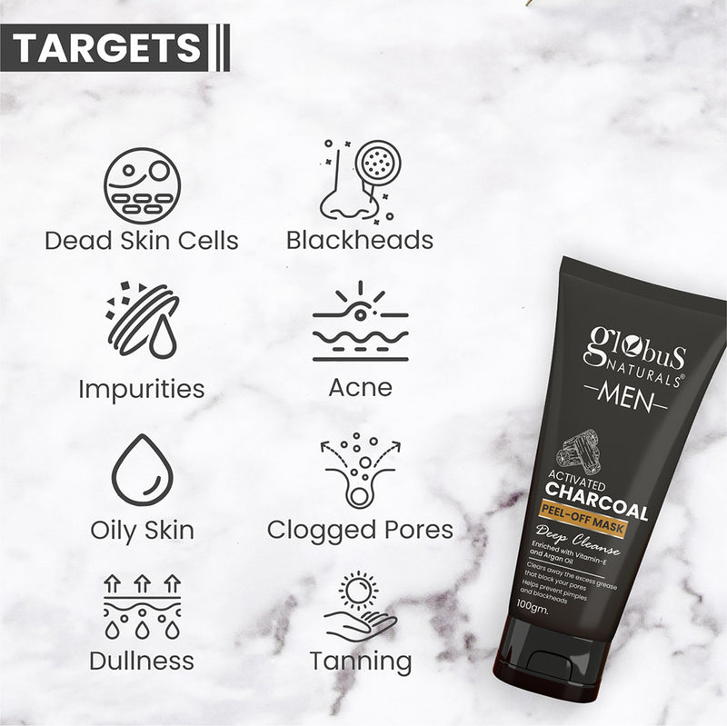 Anti Pollution & Anti Acne Charcoal Peel Off Mask, For Men with Oily & Acne Prone Skin, 100 gms
