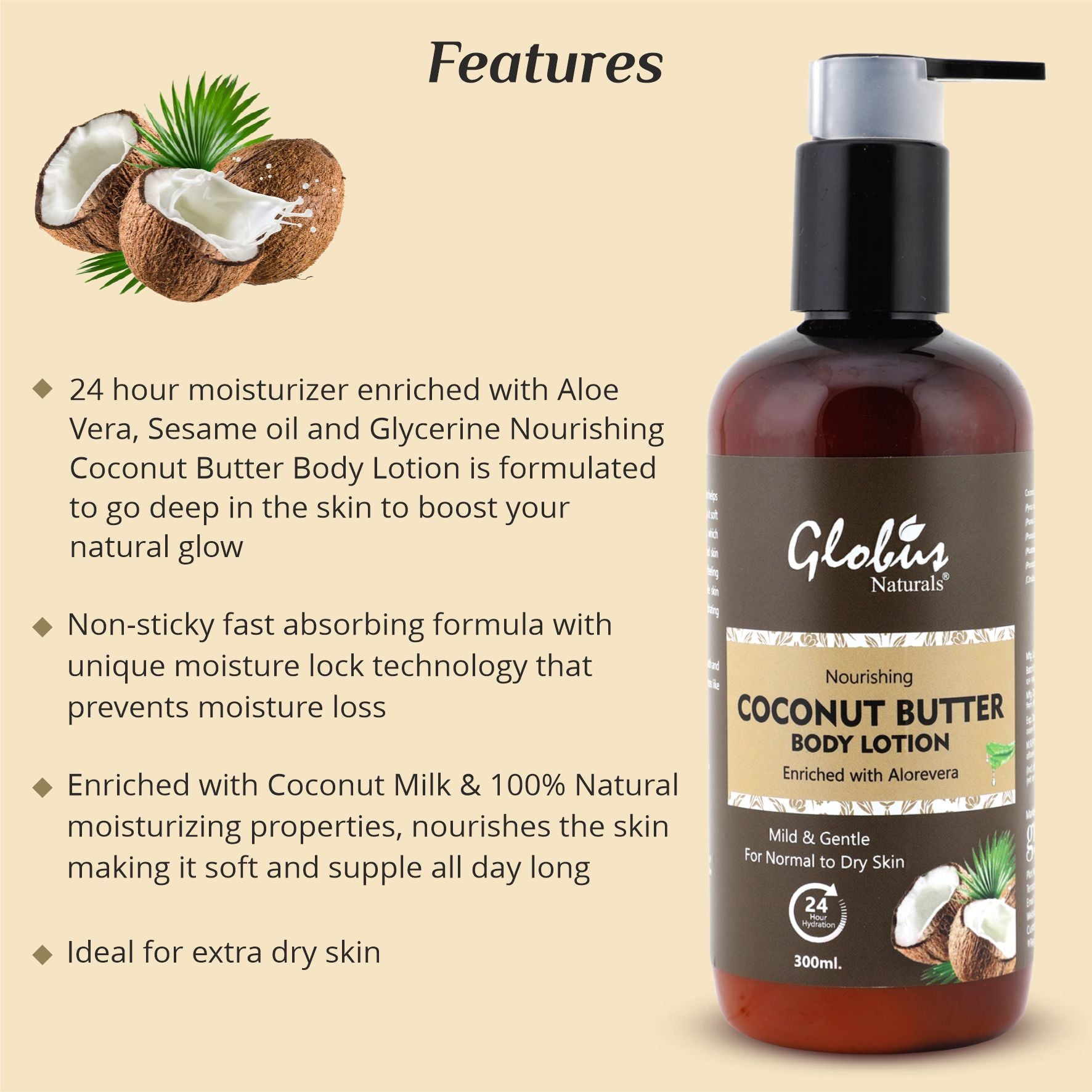 Coconut Butter Body Wash & Body Lotion Features 