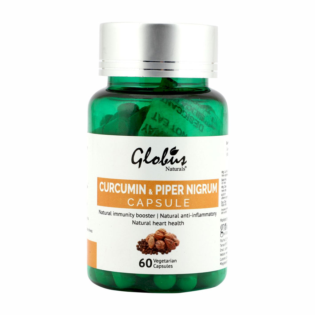Globus Naturals Curcumin with Piper Nigrum Veg Capsules Bottle