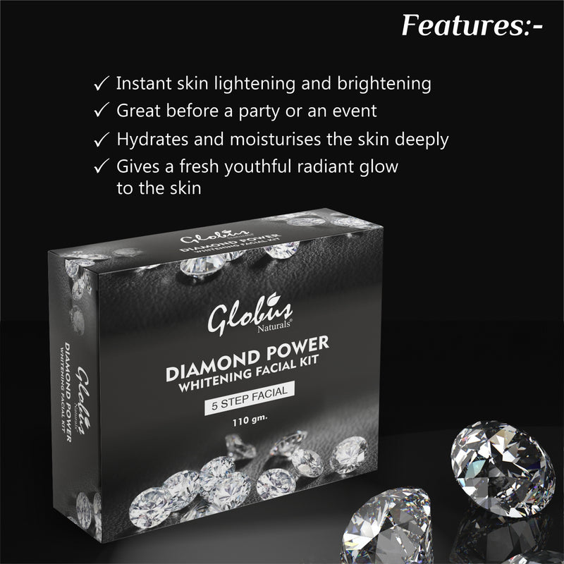 Globus Naturals Lightening Diamond Facial Kit For Skin Tightening and Ultra Glow Feature 
