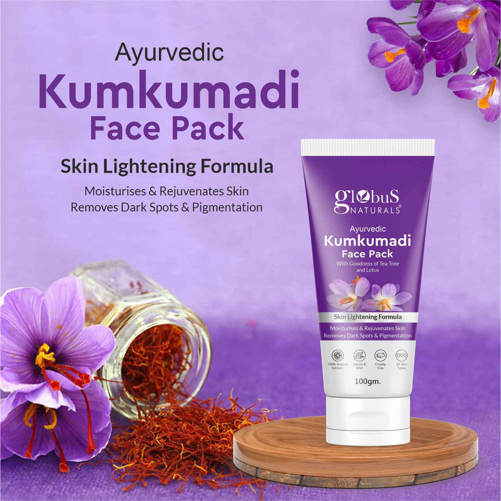 Ayurvedic Kumkumadi Skin Lightening Face Pack, Enriched with Manjistha & Kokum Butter, Chemical Free, Cruelty Free, Suitable For All Skin Types, 100 gm (Pack of 1)