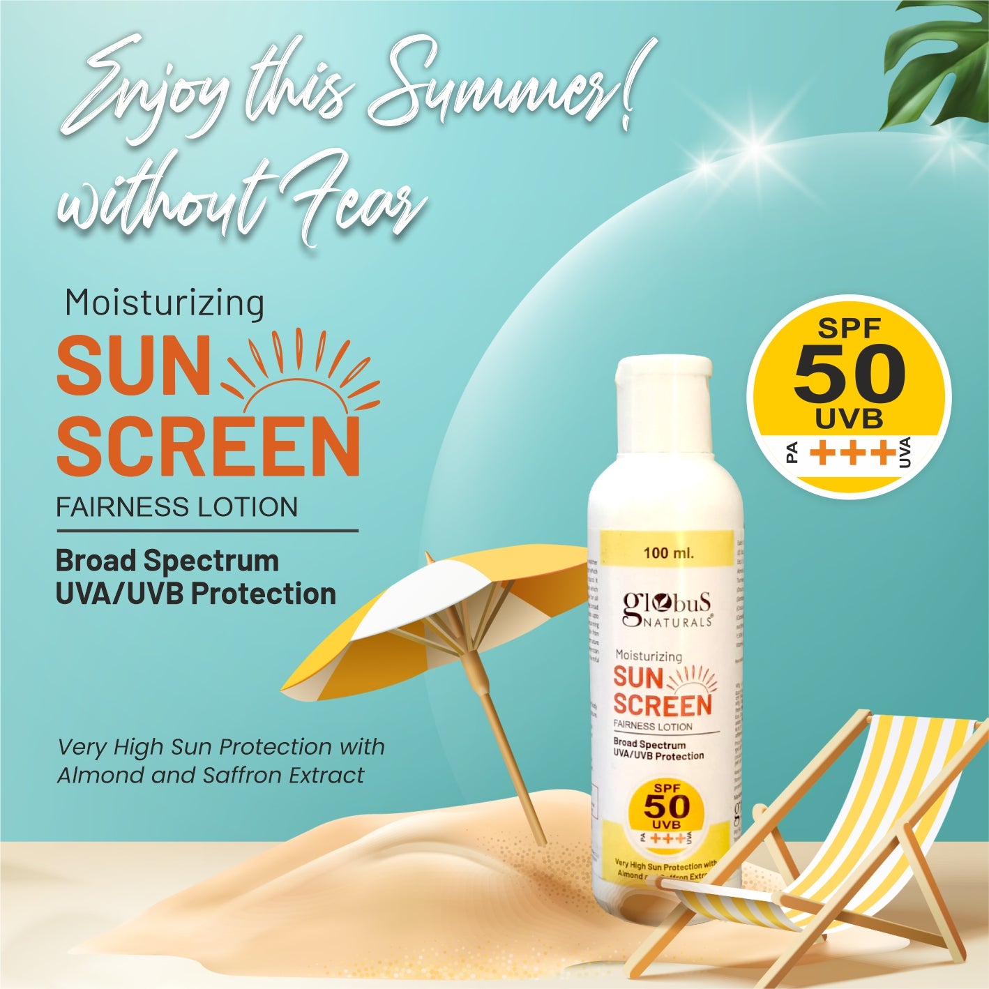 Globus Naturals Sunscreen Lotion Daily Sun Protect for Face Body S