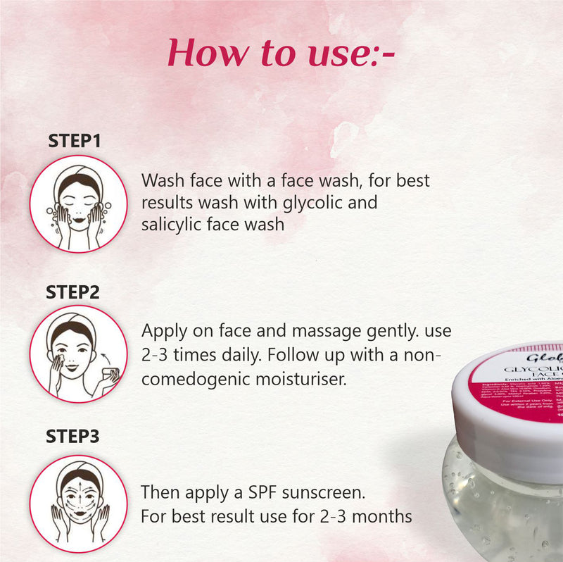 How to Use Globus Naturals Pimple Clear Glycolic acid face gel For Anti Acne 