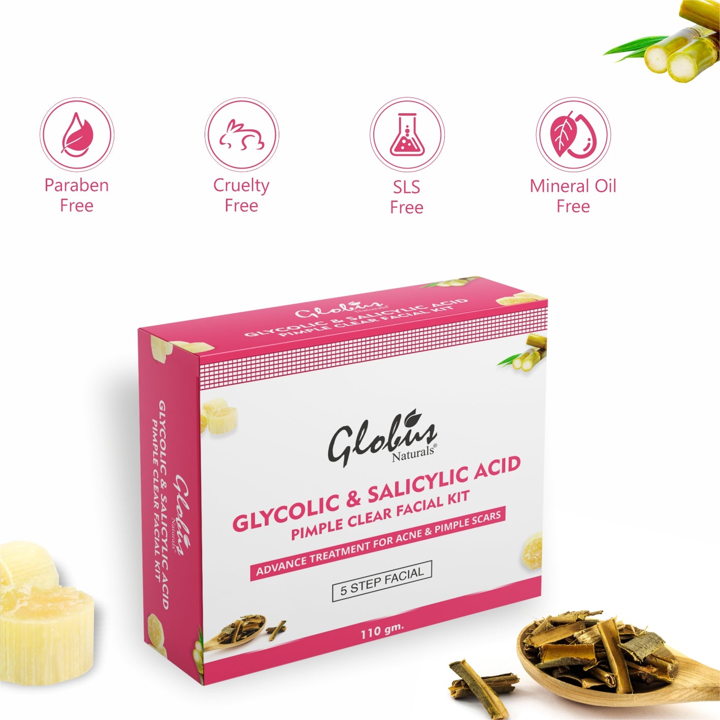 Globus Naturals Pimple Clear Glycolic Acid Facial Kit For Anti- Acne Overview 