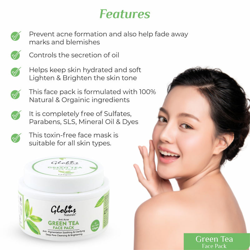 Green Tea Anti- Pigmentation Soothing & Clarifying Face Pack Features 