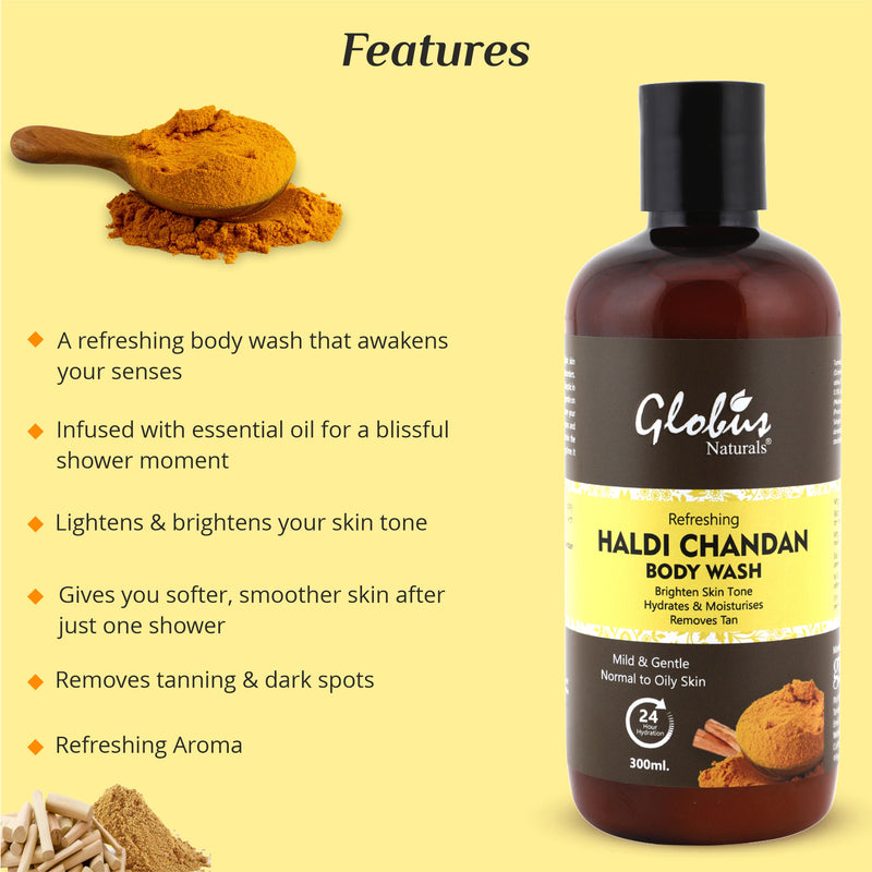 Haldi Chandan Body Wash & Body Lotion Features 