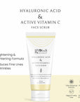 Hyaluronic Acid & Vitamin C Anti Ageing Face Scrub, Enriched with Walnut & Mulberry, Skin Lightening & Brightening Formula, Even Tones Skin & Removes Dark Spots & Pigmentation, Suitable for All Skin Types,100ml