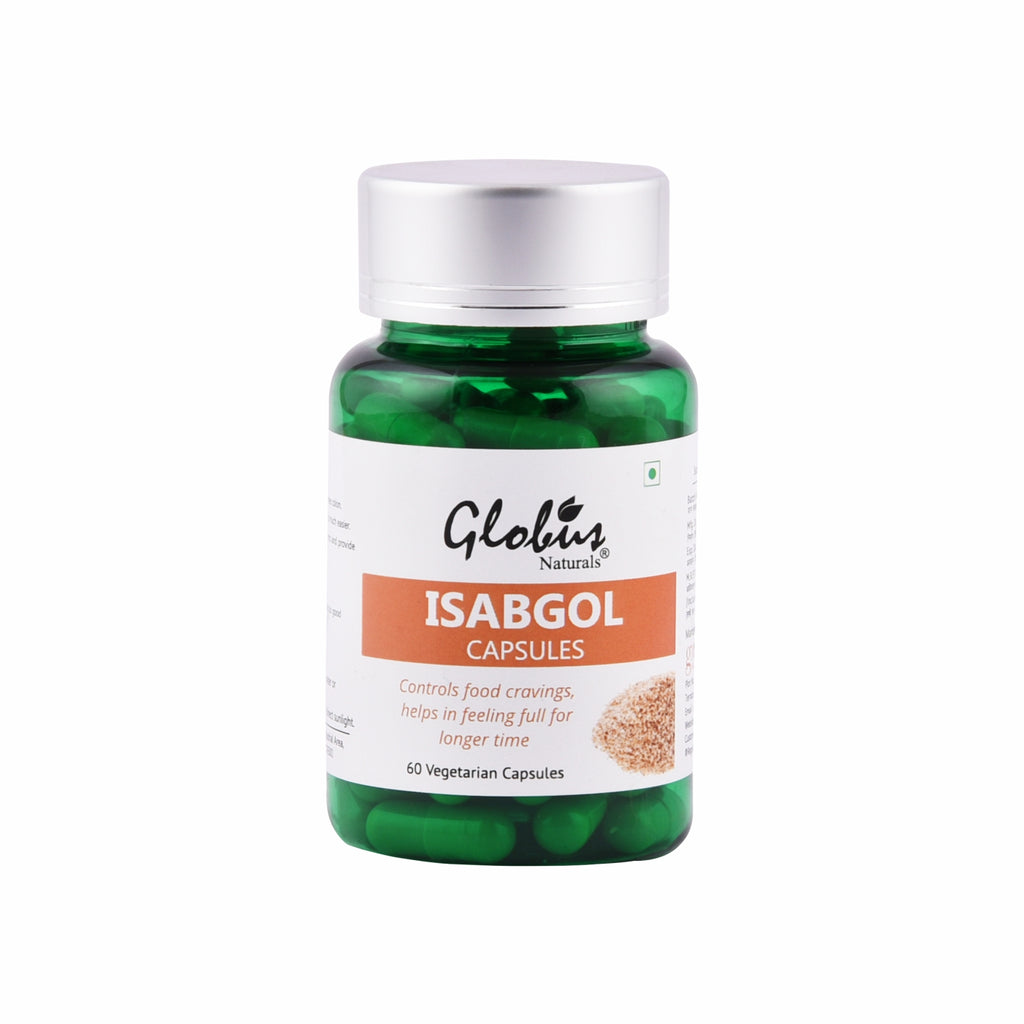 Globus Naturals Isabgol Capsules for Controls Food Cravings Bottle 