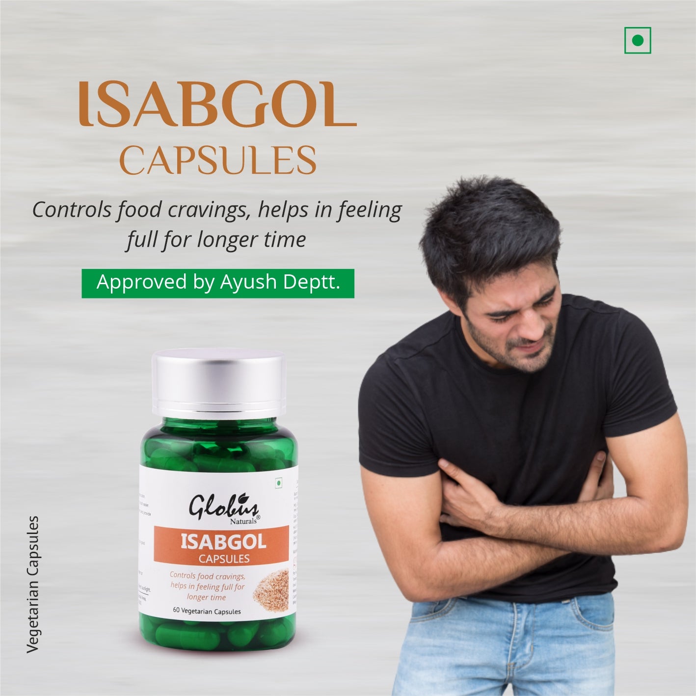 Globus Naturals Isabgol Capsules for Controls Food Cravings