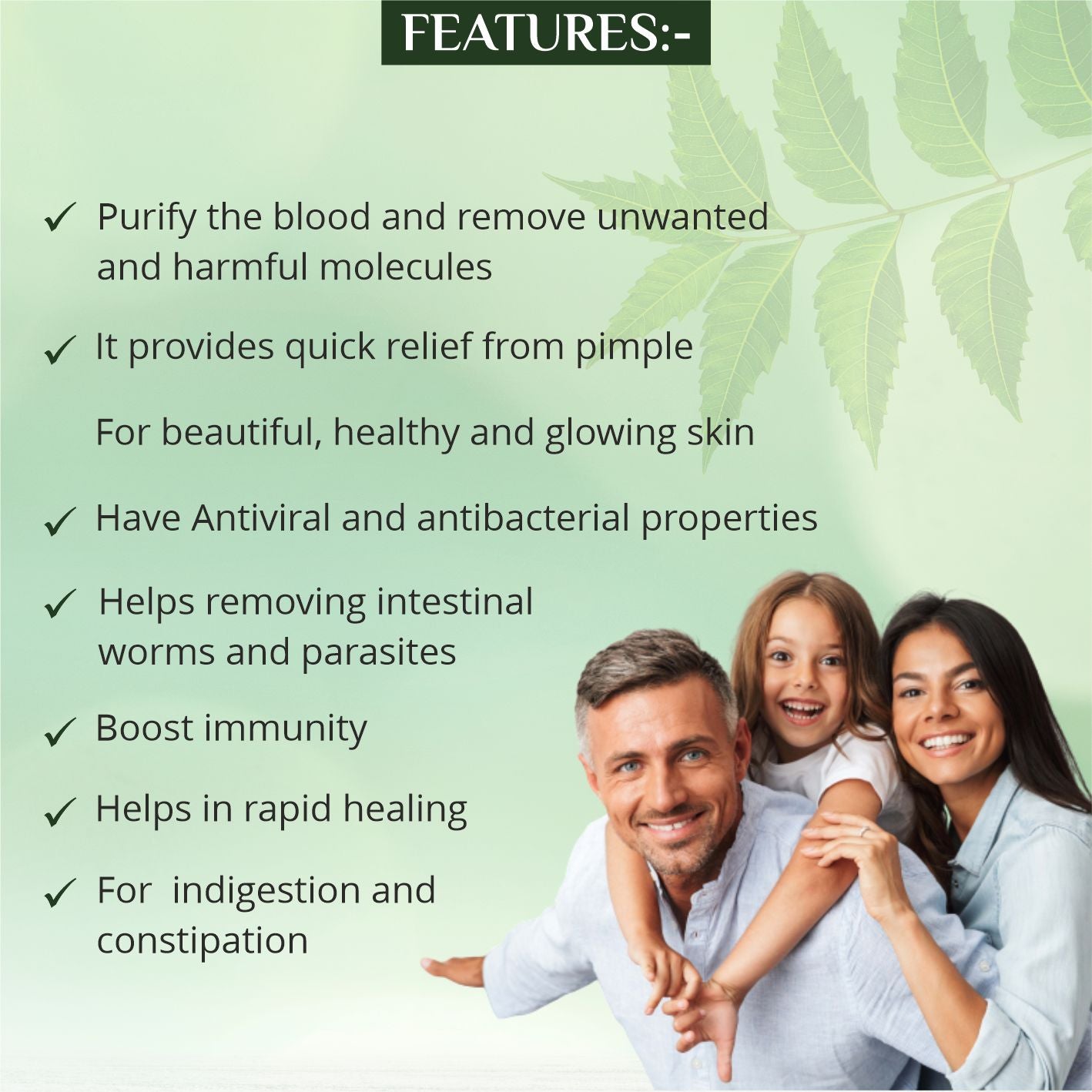 Neem Juice 100 % Natural Features 