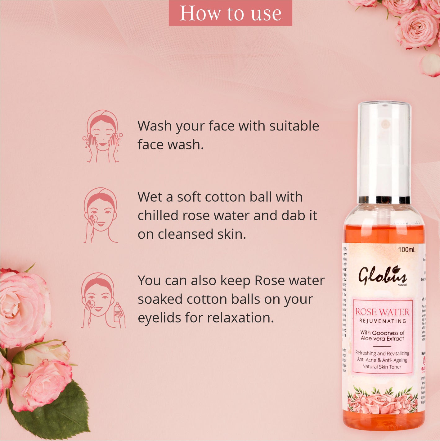 How to Use Rejuvenating Rose Water With Goodness Of Aloe Vera extract 