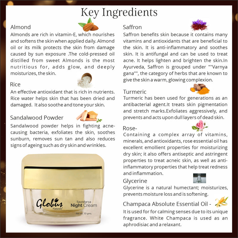 Saundarya Night Cream Key ingredients