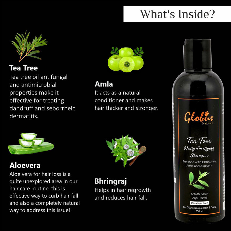 Whats Inside in Globus Naturals Tea Tree Daily Purifying Shampoo For Dandruff Prone Hair