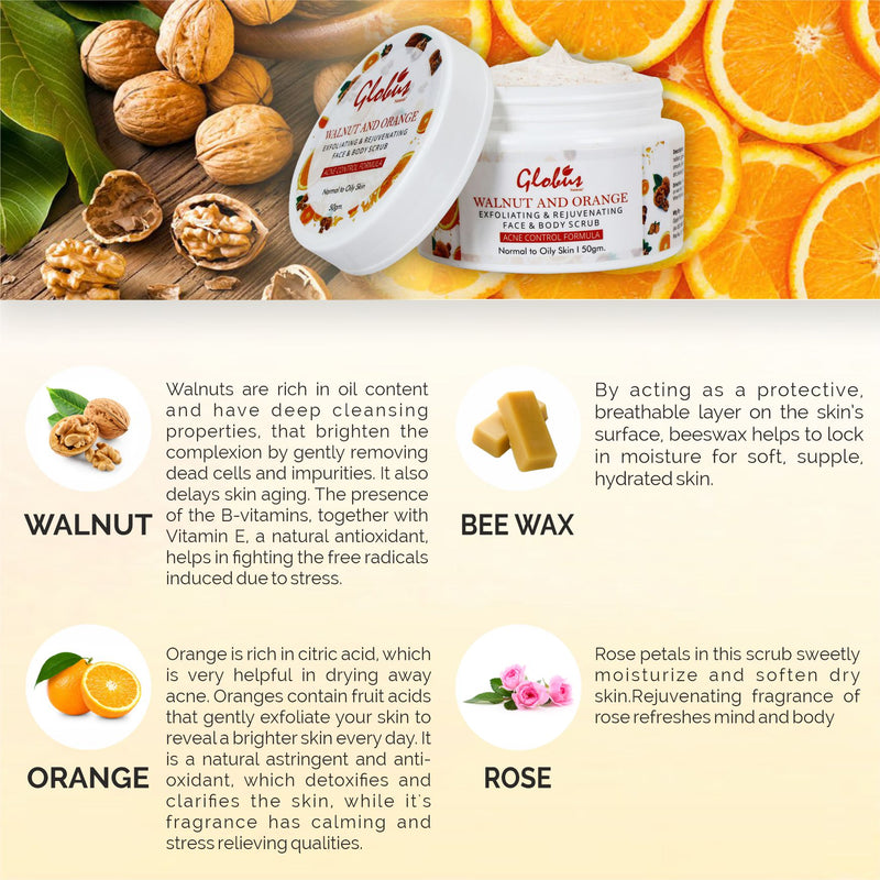Walnut & Orange Face & Body Scrub Hero Ingredients 